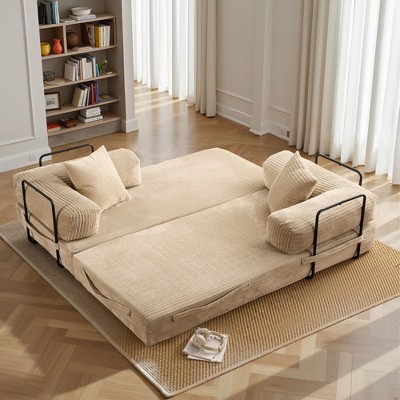XIZZI Compact Foldable Sofa Bed, Spacious 80.52-inch Width in Soft Corduroy Fabric, Includes Gray, Black & Beige Color Options for Modern Home Decor