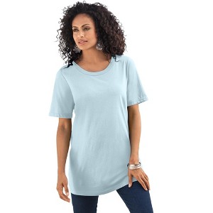 Roaman's Women's Plus Size Ultimate Crewneck Tee - 1 of 4