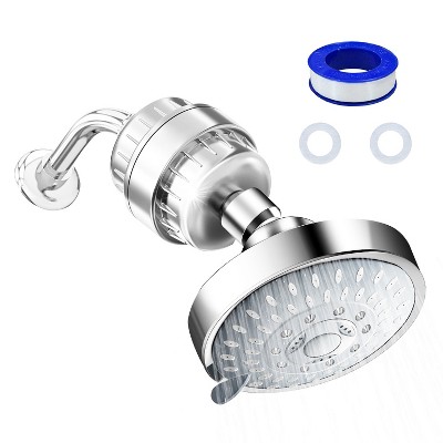 iMountek"20-Stage High-Pressure Filtered Shower Head with 5 Modes, 360° Rotatable, Removes Chlorine & Impurities"Silver