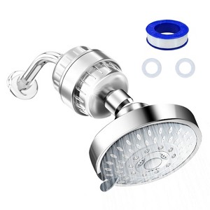 iMountek"20-Stage High-Pressure Filtered Shower Head with 5 Modes, 360° Rotatable, Removes Chlorine & Impurities"Silver - 1 of 4
