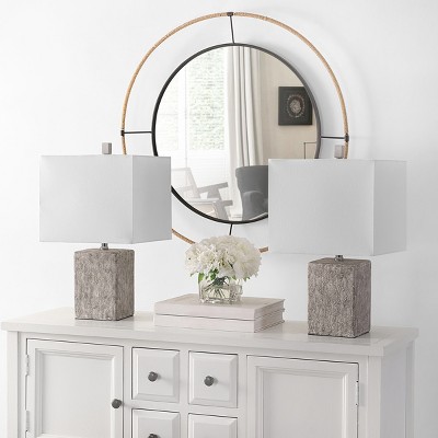 Jaxon 21" White and Grey Ceramic Table Lamp Set