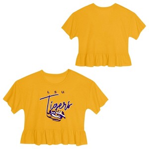 NCAA LSU Tigers Girls' Ruffle T-Shirt - 1 of 3