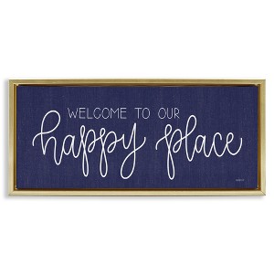 Stupell Industries Welcome Happy Place Black Framed Floater Canvas Wall Art - 1 of 4