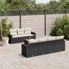vidaXL 8 Piece Patio Sofa Set with Cushions Black Poly Rattan - Black and Cream - 2 of 4