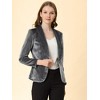 INSPIRE CHIC Women's Office Solid Shawl Collar Jetted Pockets One Button Velvet Blazer - 2 of 4