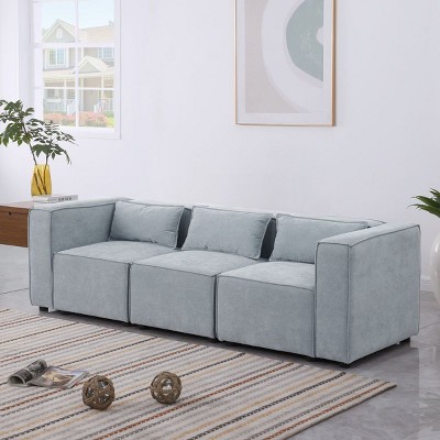 3 Seater Modular Sofa Couch with Chenille Fabric, U Shaped Sectional Sofa with Movable Ottoman, Modern Modular Sofa for Living Room or Apartment-Koiai