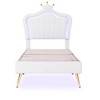 KTMBDW Platform Bed Frame with LED Lights, Upholstered Bed Frame with Princess Headboard and Wooden Slats Support for Kids/Girls - 4 of 4