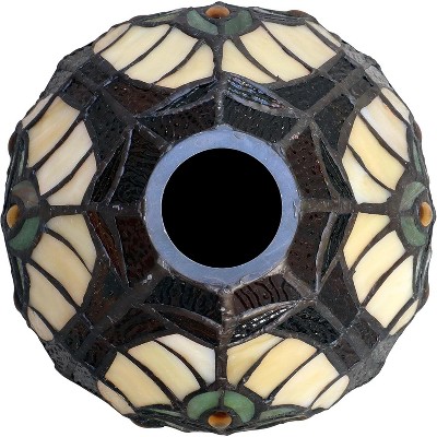 Victorian-Style Large Bronze Chandelier with Stained Glass Shades