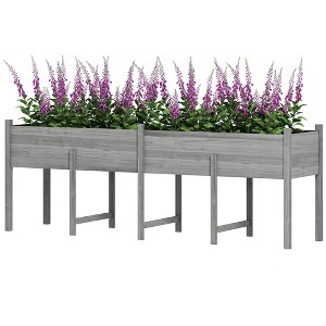 Wooden Raised Garden Bed, Large Elevated Planter Box with Legs, Bed Liner and Drain Holes, 7.4' x 1.8' x 2.6' - 1 of 4