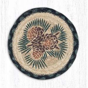 Earth Rugs Pinecone Round Jute Coaster – Large 7" Braided Drink Mat - 1 of 3