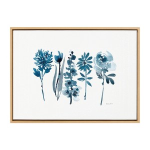 23" x 33" Sylvie Blue Blooms by Patricia Shaw Framed Wall Canvas Natural - Kate & Laurel All Things Decor - 1 of 4
