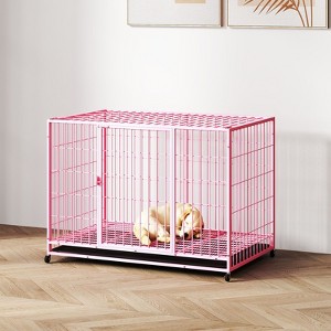 XBRIGH 42/38 Inch Dog Crates for Meidum Small Dogs Folding Metal Wire Cages Dog Kennels Pet Cage with Double-Door, Removable Tray White - 1 of 4