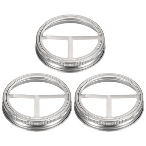 Unique Bargains Stainless Steel Leak-Proof Mason Jar Toothbrush Holder Lids 3 Pcs - 1 of 3
