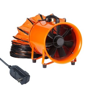 VEVOR Portable Ventilator, 12 inch Heavy Duty Cylinder Fan with 16.4ft Duct Hose, 560W Strong Shop Exhaust Blower 2894CFM, Orange - 1 of 4
