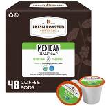 Fresh Roasted Coffee - Organic Mexican SW Half Caf Medium Roast Single Serve Pods - 48CT
