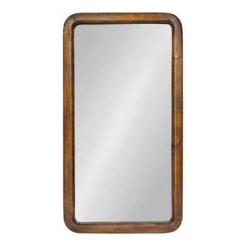 17" x 32" Pao Framed Wood Wall Mirror Walnut Brown - Kate and Laurel