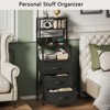 Furnulem Night Stand, Tall Nightstand with 4-Tier Shelves and 3 Fabric Drawers - 3 of 4
