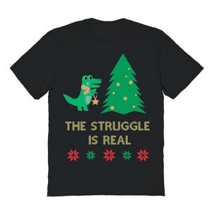 Rerun Island Men's Christmas Struggle Star Short Sleeve Graphic Cotton T-Shirt - 1 of 1