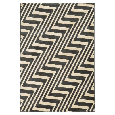 5'3"x7' Roma ZigZag Area Rug Charcoal/Gray - Linon