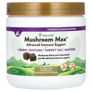 NaturVet Mushroom Max + Reishi, Shiitake, Turkey Tail, Maitake, For Dogs & Cats, 60 Soft Chews, 8.4 oz (240 g) - 1 of 3