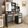 Dressing table with 3 colours of light and opening mirror, 4 drawers and 1 cupboard - 3 of 4