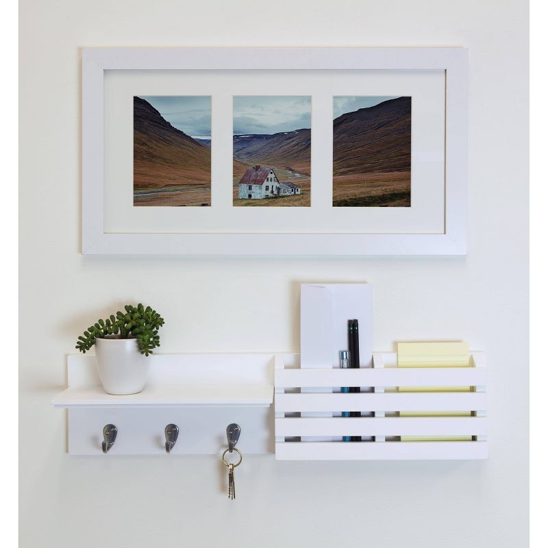 Sydney Wall Shelf with Hooks and Mail Sorter - White, 5 of 10