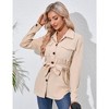 Womens Corduroy Jackets Button Down Shackets Belted Coat Casual Western Oversized Shacket Jacket with Pockets - 3 of 4