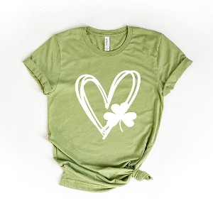 Simply Sage Market Women's Hand Drawn Heart With Shamrock Short Sleeve Graphic Tee - 1 of 3