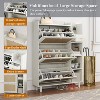 KTMBDW Shoe Storage Cabinet with 3 Rattan Flip Drawers, Freestanding Organizer with Wood Legs for Entryway, Narrow Shoe Rack Cabinet - 3 of 4