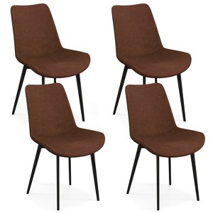 Tangkula Dining Chair Set of 4 w/ Metal Legs Padded Seats & Backs for Dining Room - 1 of 4
