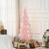 5ft Pencil Christmas Tree, Slim Artificial Christmas Tree with Snow Flocked Branches and Warm White LED Lights - 2 of 4