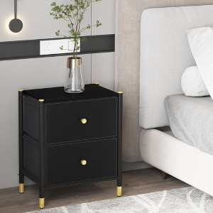 LOVMOR 2 Drawer PU Leather Drawer Nightstands for Bedroom - 1 of 4