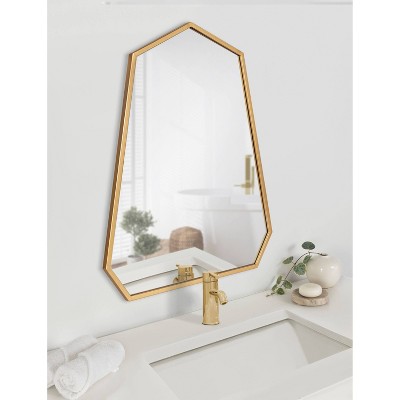 Hammell 23" x 30" Gold Geometric Heptagon Wall Mirror