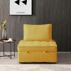 Versatile Linen Fabric Sofa Bed w/Removable Backrest&Solid Wood Frame,Convertible Lazy Sofa,Ottoman & Single Bed,Easy Assembly - 3 of 4