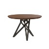 HomeRoots 47" Brown and Gray Wood and Stainless Steel Cross Leg Base Round Top Dining Table - 4 of 4