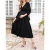 Coolmee Women's Summer Floral Maxi Dress Casual Wrap V Neck Long Sleeve Tie Waist Ruffle Boho Flowy Long Dresses - 4 of 4