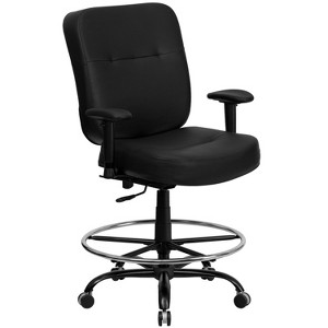 Emma and Oliver 400 lb. Big & Tall High Rectangular Back Ergonomic Drafting Chair with Arms - 1 of 4