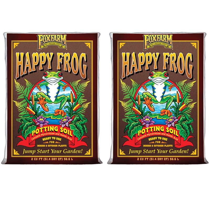 FoxFarm FX14047 Happy Frog pH Adjusted Organic Plant Garden Potting Soil Mix Bag, 2 Cubic Feet (2 Pack), 1 of 7