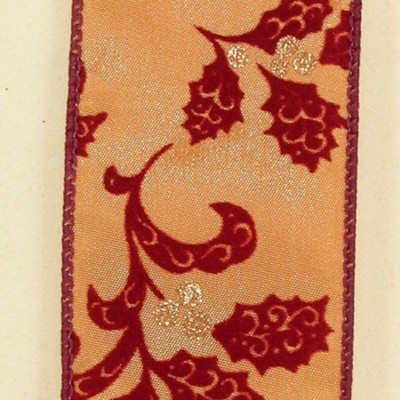 Northlight Holiday Swirls Wired Craft Ribbon 2" x 20 Yards - Metallic Red/Gold