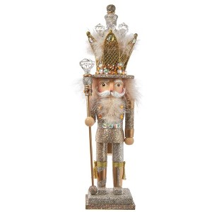 Kurt Adler 16-Inch Hollywood Platinum and Gold Glitter King Nutcracker - 1 of 4