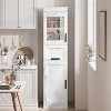 67" Tall Slim Bathroom Cabinet with Glass Doors & Adjustable Shelves, Freestanding Storage Cabinet for Laundry Room, Kitchen, Living Room - 3 of 4