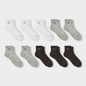Champion Women's 10pk Quarter Crew Socks - White/Black/Grey - 1 of 4