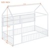 Twin Size Metal Bed Frame with House Design, Fence Detailing, and Storage Shelves - 4 of 4