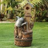 LuxenHome Resin Bird House Post and Water Can Patio Fountain Brown - 2 of 4