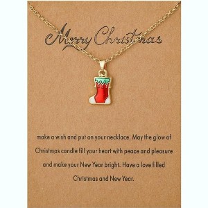 Christmas Theme Necklace Set with Enamel Charms Holiday Party Gift - 1 of 4