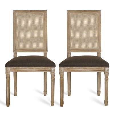 Set of 2 Regina French Country Wood and Cane Upholstered Dining Chairs - Christopher Knight Home
