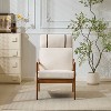 PAGED Modern Wooden Accent Chair, Boucle Fabric Arm Chair with High Back, Ergonomic Reading Chair for Bedroom, Living Room Furniture - 2 of 4