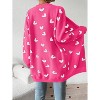 Heart Cardigan Sweater for Women Oversized Valentine Cardigan Cute Love Print Open Front Knit Sweaters Coat with Pockets - 4 of 4
