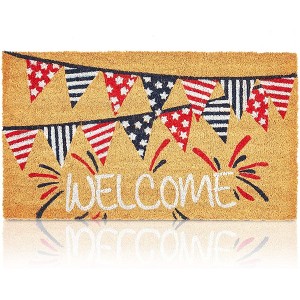 Juvale Coco Coir Door Mat, 4th of July Outdoor Decor, Non-Slip Welcome Mats, 30 x 17 in - Memorial Day Patriotic Decorations - 1 of 4