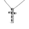 Haus of Brilliance Silver 1/2 Cttw Alternating Black and White Diamond Cross Pendant Necklace - 3 of 4